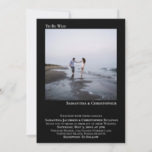 Invitation Moderne minimaliste noir simple Mariage photo