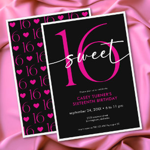 Invitation Moderne Minimaliste Rose Anniversaire Sweet Sixtee