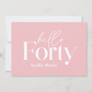 Invitation Moderne minimaliste rose girly simple 40e annivers