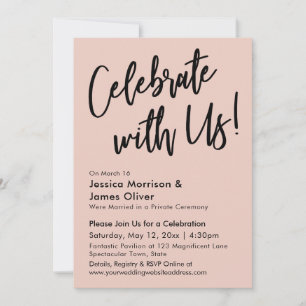Invitation Moderne Minimaliste Rose Pâle Célébrez avec Nous !