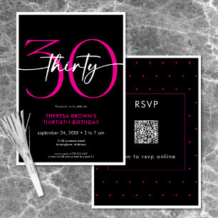 Invitation Moderne minimaliste rose trente Script Anniversair