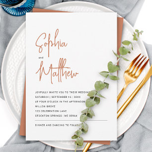 Invitation Moderne Minimaliste Script Terracotta   Mariage