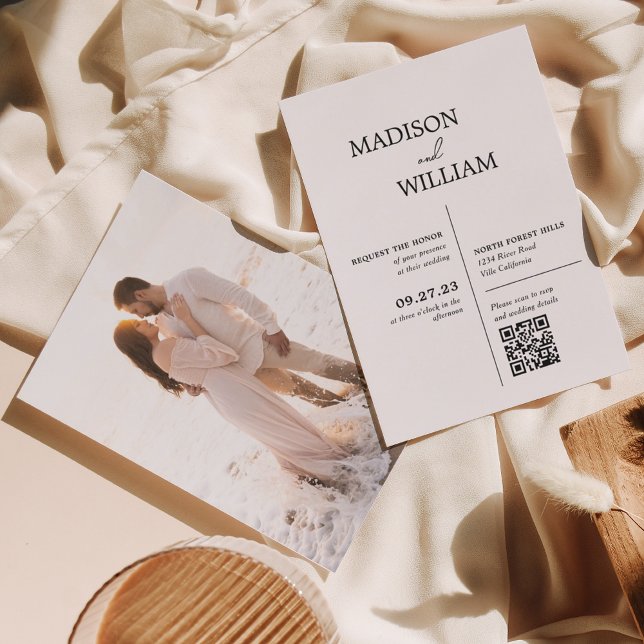 Invitation Moderne minimaliste simple Mariage blanc (Créateur téléchargé)