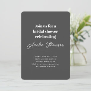 Invitation Moderne Minimaliste Simple Mariage Douche Noir Dou