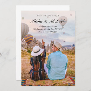 Invitation Moderne minimaliste simple mariage photo aventure