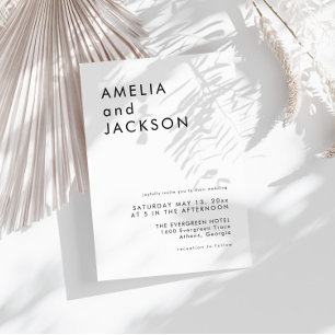 Invitation Moderne minimaliste Simple Mariage propre