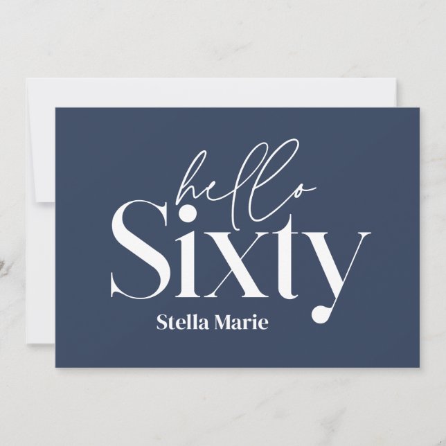 Invitation Moderne minimaliste simple marine bleu 60e anniver (Devant)