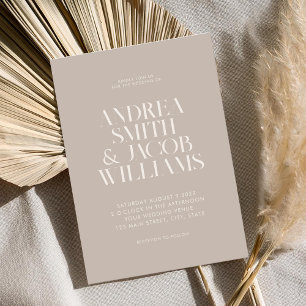 Invitation Moderne minimaliste Taupe Mariage chic
