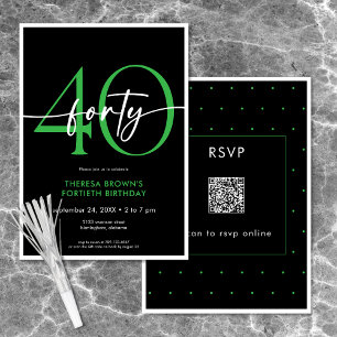 Invitation Moderne minimaliste vert Quartier Script Anniversa
