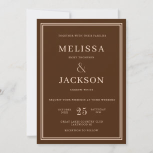 Invitation Moderne minimalsit Élégant Classique Mariage Brown