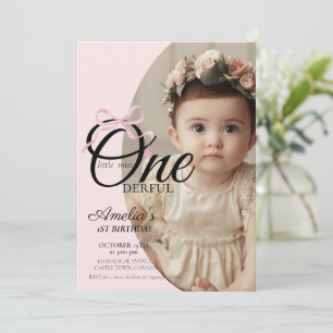 Invitation Moderne Miss Onederful Rose Bow 1er Anniversaire P
