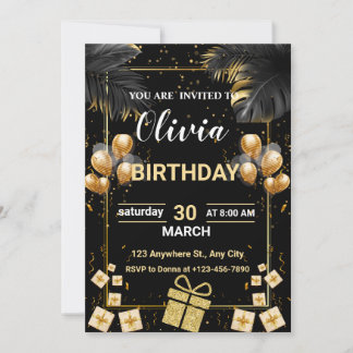 Invitation moderne Modèle pour un anniversaire adu
