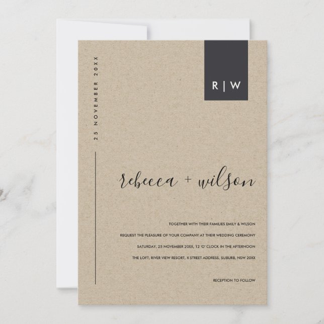 INVITATION MODERNE MODERNE MODERNE MARIAGE DE TYPOGRAPHIE DE  (Devant)