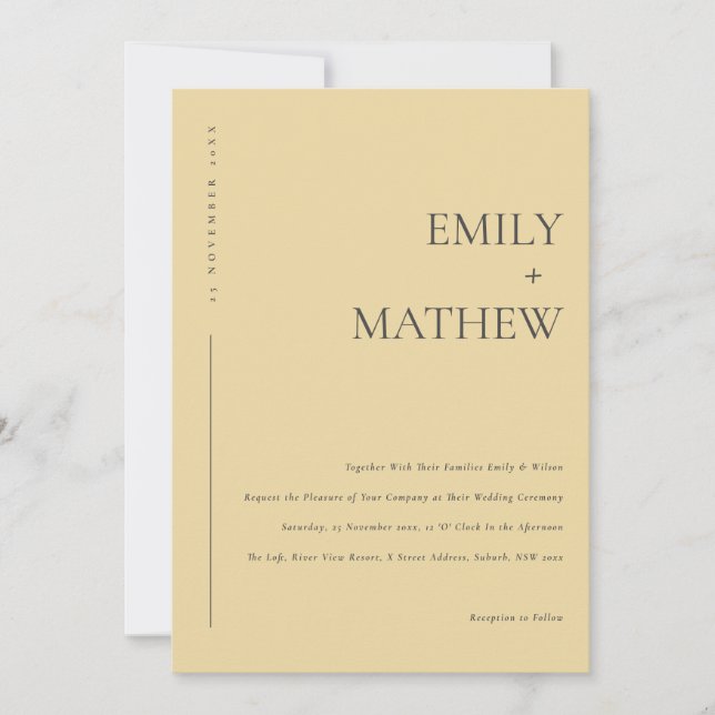 INVITATION MODERNE MODERNE MODERNE MARIAGE DE TYPOGRAPHIE D'O (Devant)