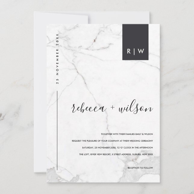 INVITATION MODERNE MODERNE MODERNE MARIAGE DE TYPOGRAPHIE EN  (Devant)