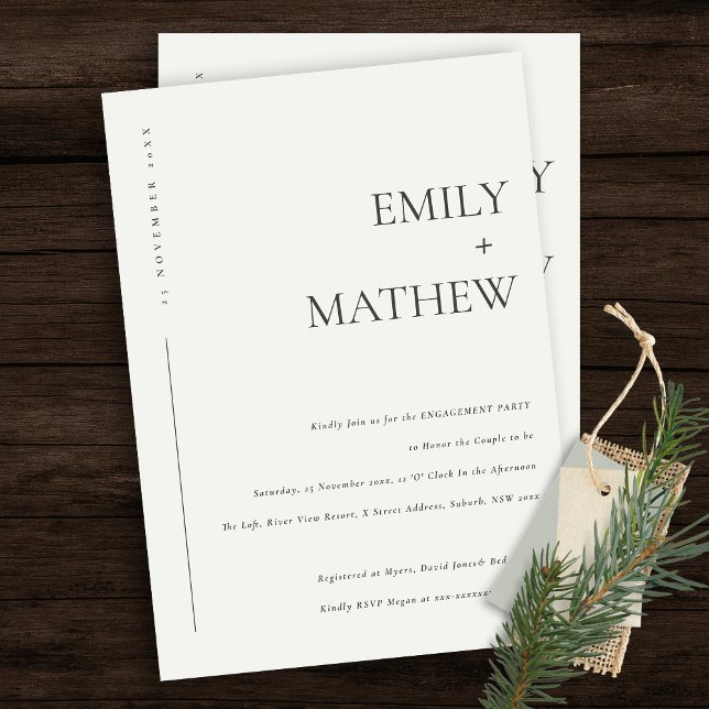 INVITATION MODERNE MODERNE NOIR ET BLANC FIANÇAILLES DE TYPOG (Créateur téléchargé)