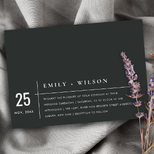 INVITATION MODERNE MODERNE NOIR ET BLANC MARIAGE DE TYPOGRAPH