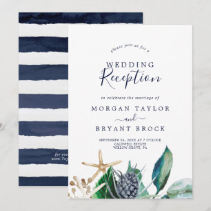 Invitation Moderne Nautique Réception de Mariage Verdure
