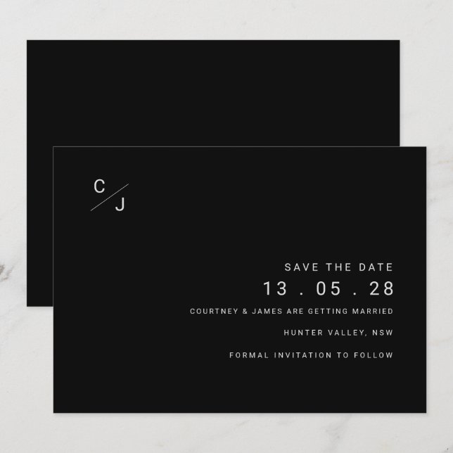 Invitation Moderne noir et blanc enregistrer l'invitation de  (Devant / Derrière)