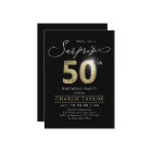 Moderne noir et or adulte surprise 50e anniversair