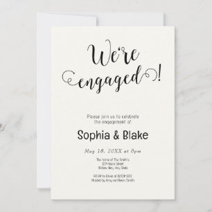 Invitation Moderne Nous sommes engagés White Cream Engagement