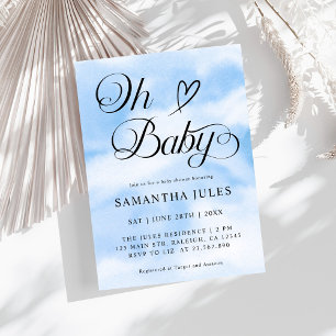 Invitation Moderne Oh Baby Nuages Baby shower à thème