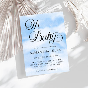 Invitation Moderne Oh Baby Nuages Baby shower à thème
