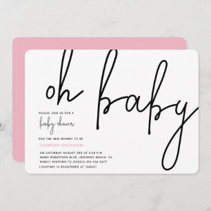 Invitation moderne Oh Baby Pink