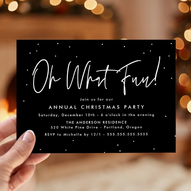 Invitation Moderne Oh Quel Amusant Script Black Holiday Party (Créateur téléchargé)