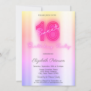 Invitation Moderne Ombre Neon Sweet 16