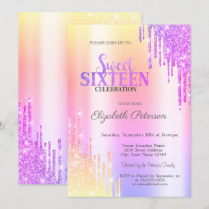 Invitation Moderne Ombre Violet Drips avec Effet de Ruisselle