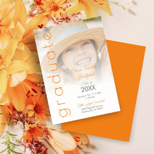 Invitation Moderne Orange Fancy Vellum Overlay Effet Photo