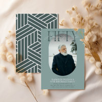 Invitation moderne ovale photo et signature 50e an