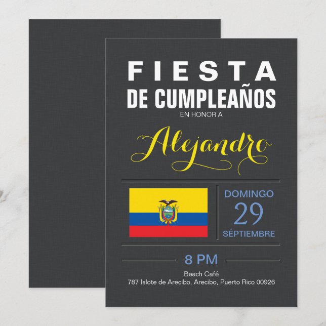 Invitation Moderne : Parti de la République d'Équateur (Devant / Derrière)