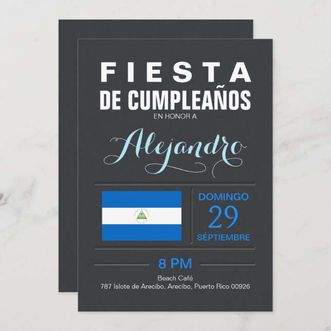 Invitation Moderne: Parti du Nicaragua (Devant / Derrière)