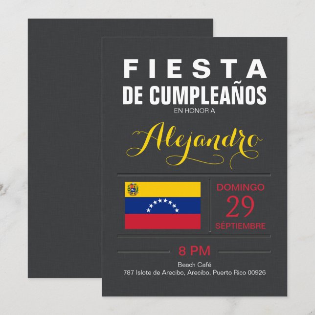 Invitation Moderne : Partie du Venezuela (Devant / Derrière)