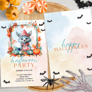 Invitation Moderne Pastel Citrouille Patch Fox Halloween Part
