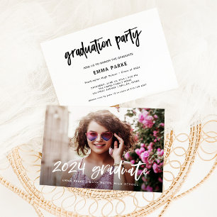 Invitation Moderne   Photo et texte manuscrit blanc