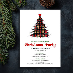 Invitation Moderne Plaid Rouge et Noir pour Événement Festif