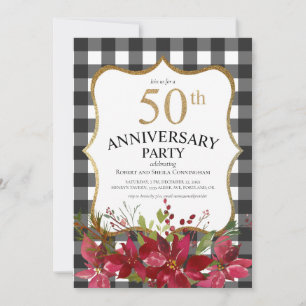 Invitation Moderne plaque écossaise de Buffalo florale rouge
