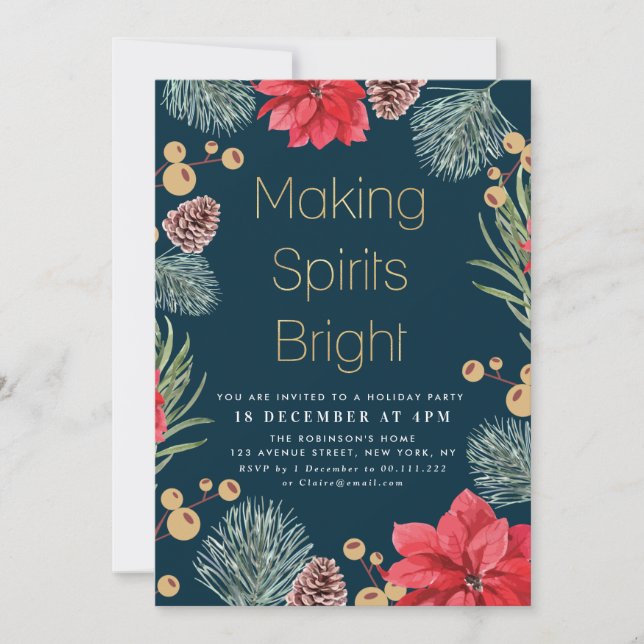 Invitation Moderne poinsettia florale (Devant)