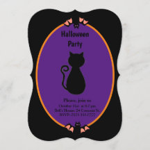Invitation moderne pour Halloween avec chat noir e