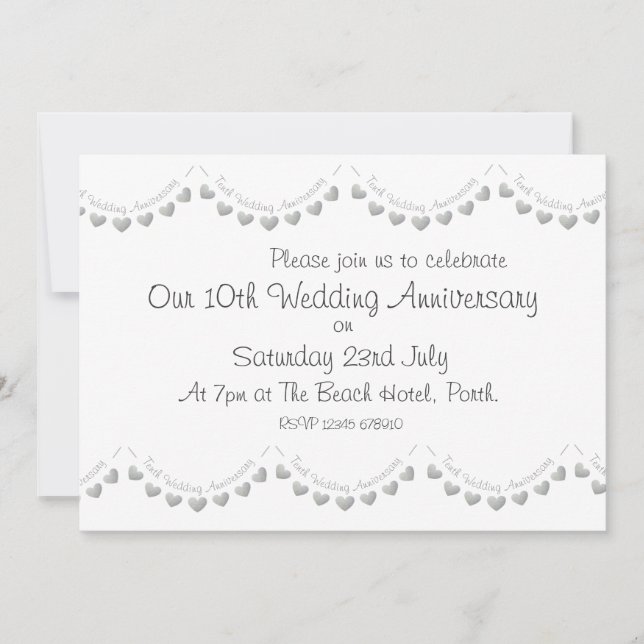 Invitation moderne pour les 10 ans de mariage (Devant)