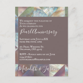 Invitation moderne pour les 30 ans de mariage perl