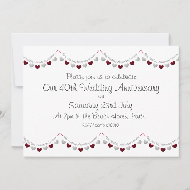 Invitation moderne pour les 40 ans de mariage, noc (Devant)