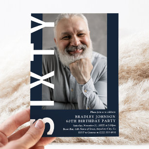Invitation moderne pour les 60 ans avec photo