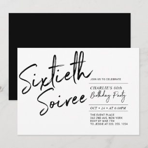 Invitation moderne pour les 60 ans   Soiree Black 