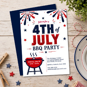 Invitation moderne pour une fête de barbecue du 4 