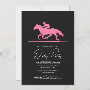 Invitation moderne pour une fête de Derby noir ros