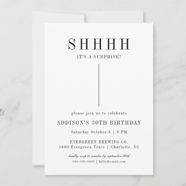 Invitation moderne pour une fête surprise  (Devant)
